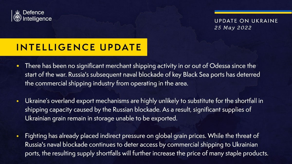 Британская разведка полагает, что Украина не сможет заменить морские поставки зерна наземными