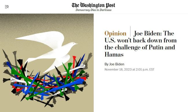 Новая программная статья Джо Байдена в The Washington Post: США не отступит от вызова путина и ХАМАС