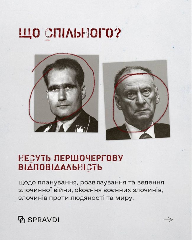 рашисти повторюють злочини нацистів, а тому повинні нести відповідне покарання