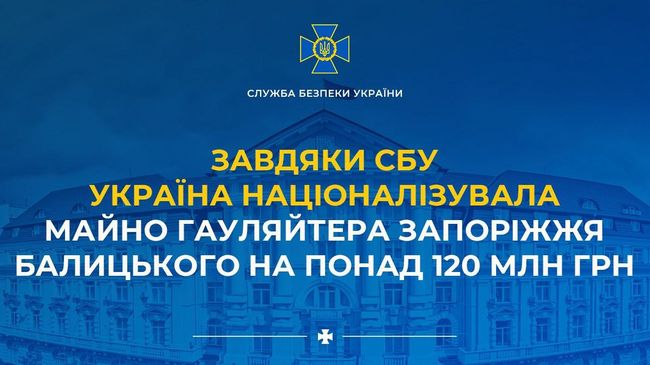 Завдяки СБУ Україна націоналізувала майно гауляйтера Запоріжжя Балицького на понад 120 млн грн