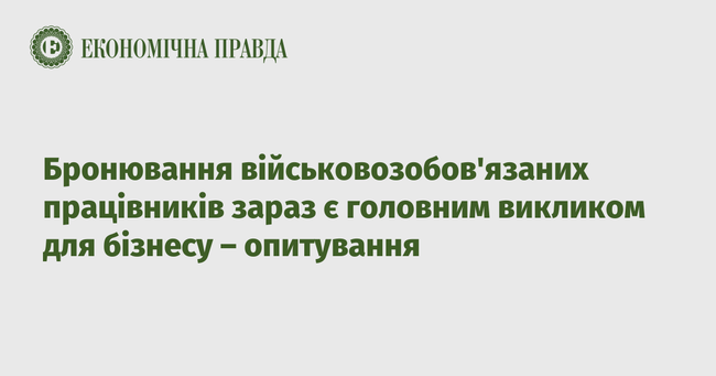 Бронювання військовозобовязаних працівників зараз є головним викликом для бізнесу – опитування