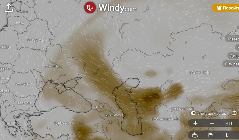 Пилові потоки накривають Україну